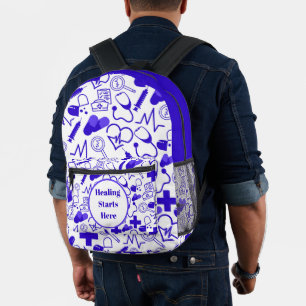 Medical Icons Pattern Customisable Healthcare Printed Backpack