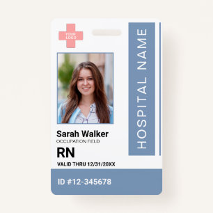 Medical ID photo employee Hospital Staff dustyblue ID Badge
