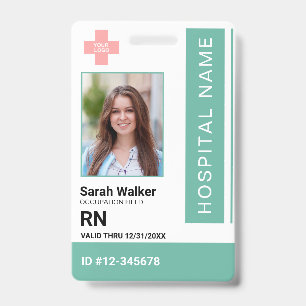 Medical ID photo employee Hospital Staff mint  Badge