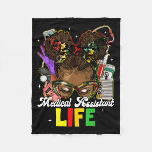 Medical Istant Black History Messy Afro Girl Women Fleece Blanket