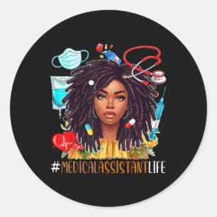 Medical Istant Costume Afro Woman Proud Juneteenth Classic Round Sticker