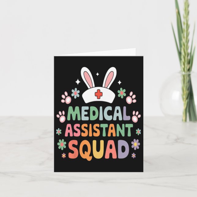 Medical Istant Squad Easter Bunny Costume Eggs  Card (Front)