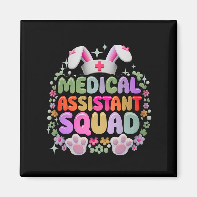 Medical Istant Squad Funny Cute Easter Day Bunny E Magnet (Front)