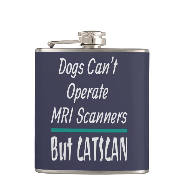 Medical Joke Dogs and Cats Dad Joke Funny Hip Flask (Front)