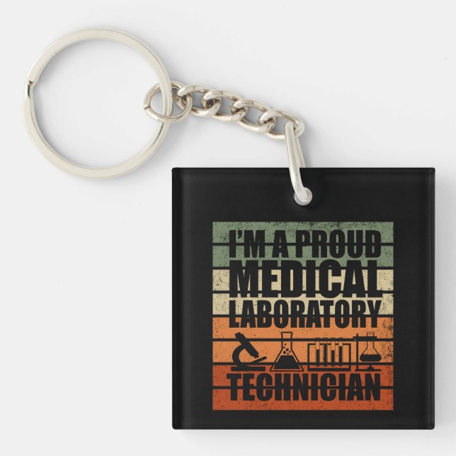Medical Lab Tech vintage retro Key Ring (Front)