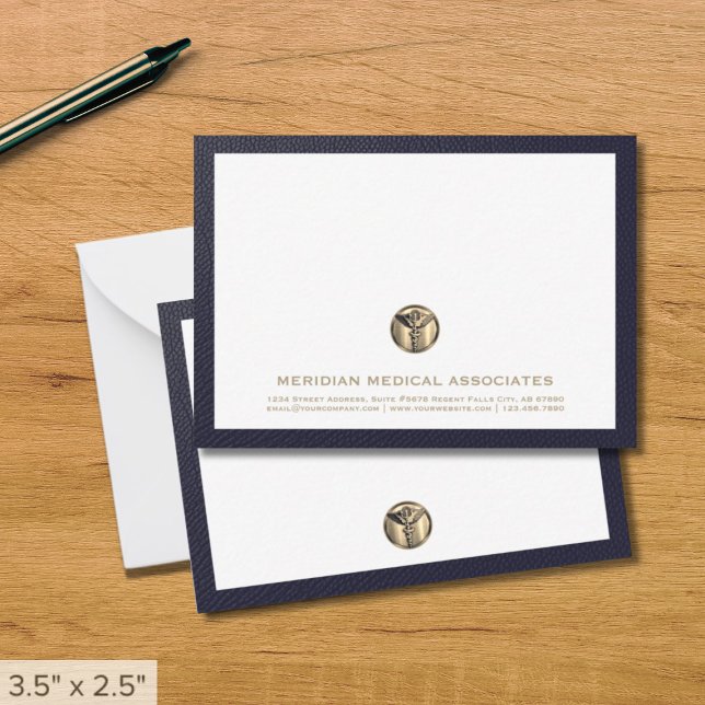 Medical Logo Blue Gold Note Cards (Creator Uploaded)