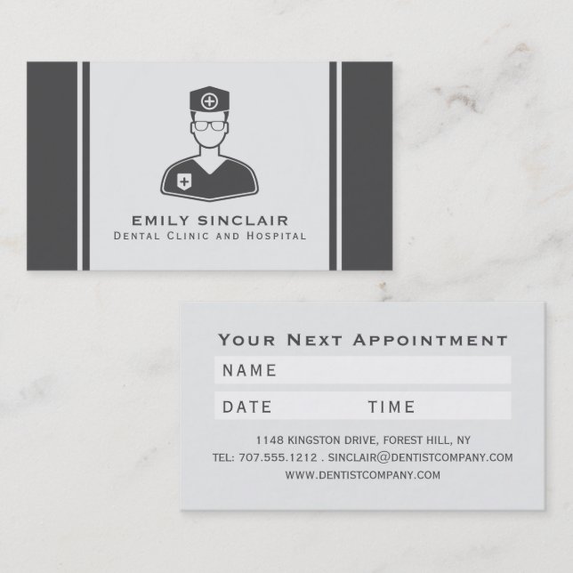 Medical Logo, Dentist Appointment Business Card (Front/Back)