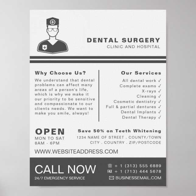 Medical Logo, Dentistry, Dentist Advertising Poster (Front)