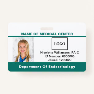 Medical Logo Employee Custom Teal Identification ID Badge
