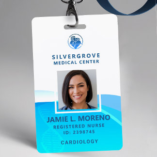 Medical Logo Healthcare Modern Aqua Photo Nurse ID ID Badge