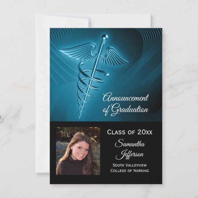 Medical Logo Photo College Graduation Announcement (Front)