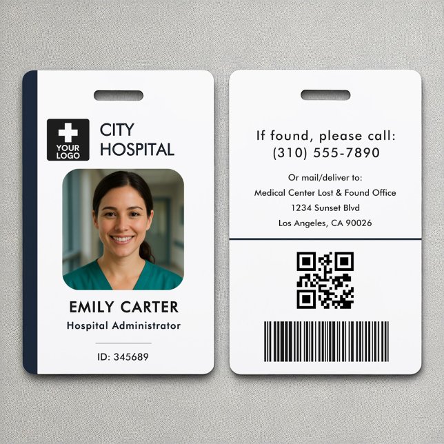 Medical Logo QR Code Employee Photo Name Admin ID ID Badge (Creator Uploaded)