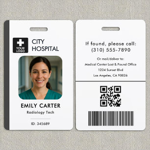 Medical Logo Technician Nurse Grey ID Photo  ID Badge
