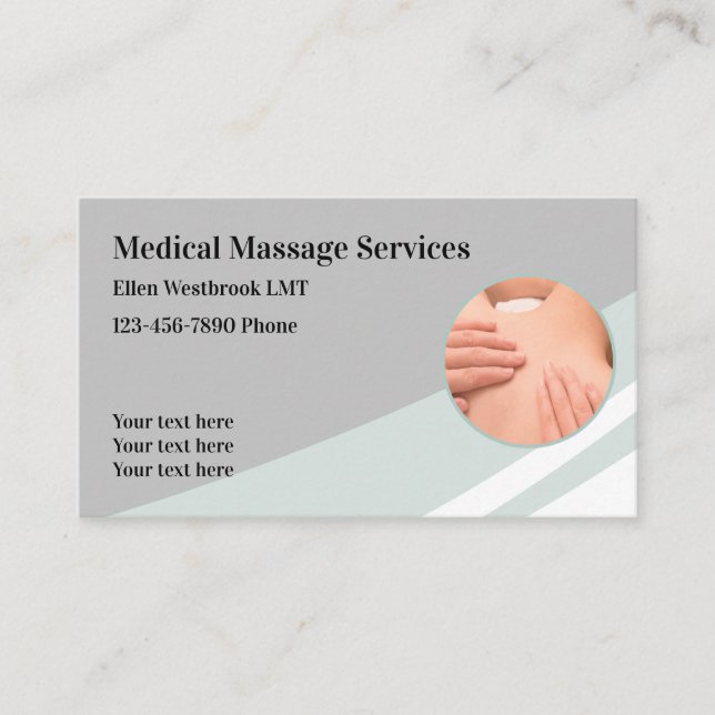 Medical Massage Services Modern Business Card (Front)