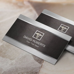 Medical Metal Border & Leather Background Business Card
