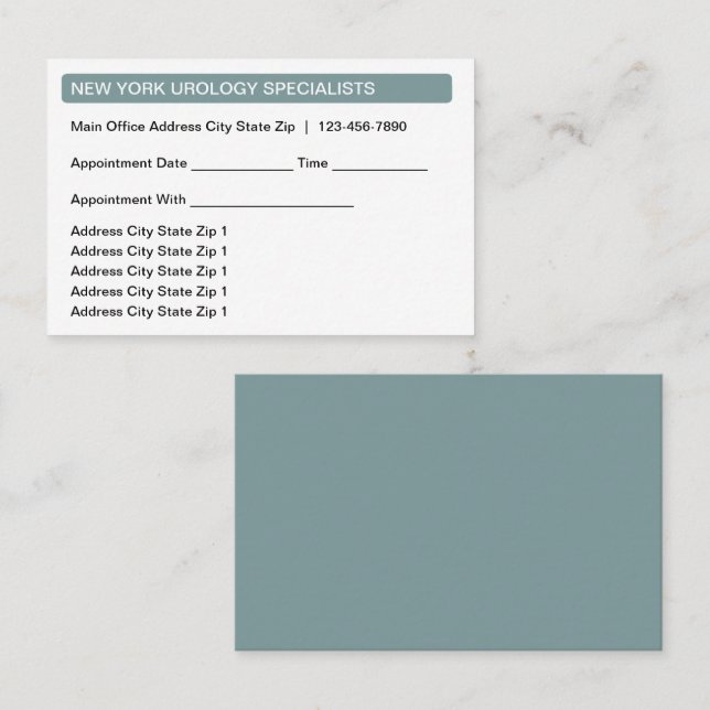 Medical Multi Location Appointment Business Cards (Front/Back)