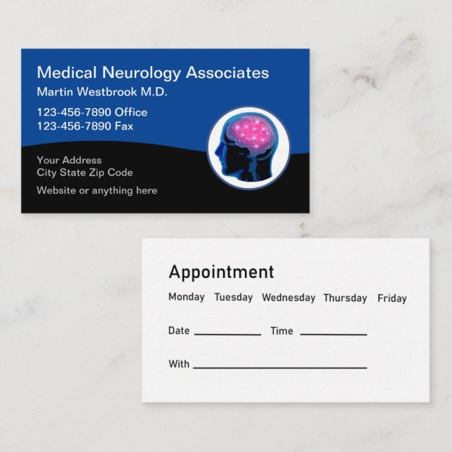 Medical Neurology Appointment Business Cards (Front/Back)