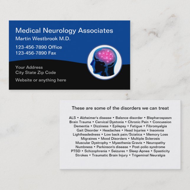 Medical Neurology Neurologist Business Cards (Front/Back)