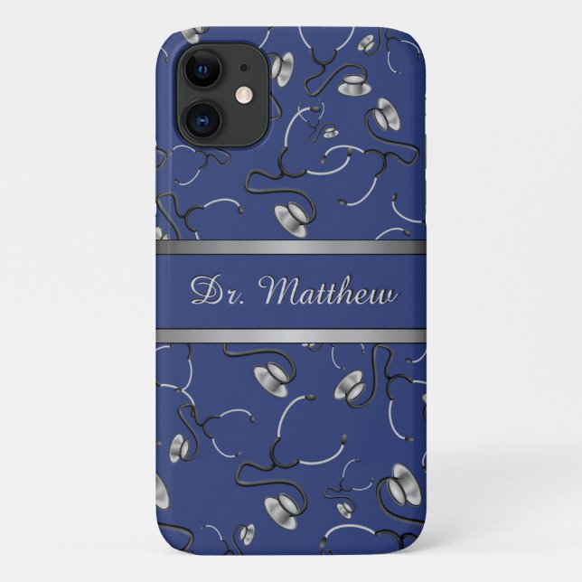 Medical Nurse Doctor Themed Stethoscopes Name Case-Mate iPhone Case (Back)