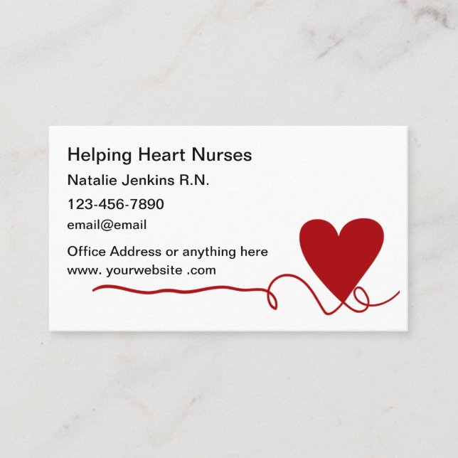 Medical Nurse Heart Symbol Home Health Business Card (Front)