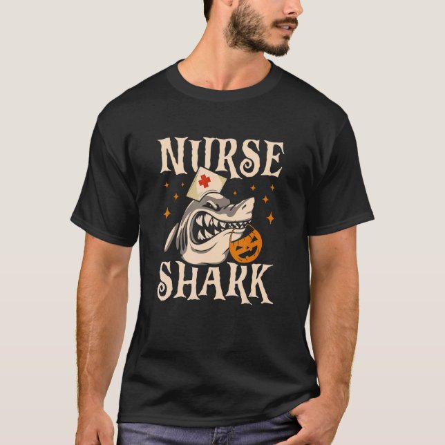 Medical Nurse Shark Trick Or Treat Halloween Party T-Shirt (Front)