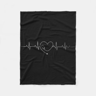 Medical Nursing Heart Stethoscope Heartbeat Medica Fleece Blanket