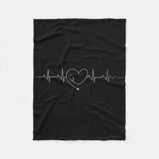 Medical Nursing Heart Stethoscope Heartbeat Medica Fleece Blanket
