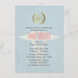 Medical & Nursing School Blue Linen Graduation Invitation