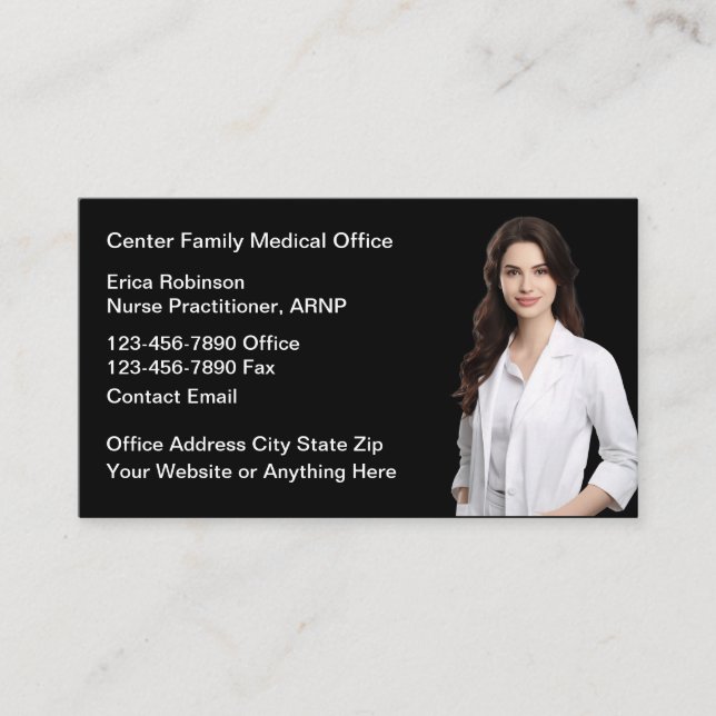 Medical Office Business Card With Portrait  (Front)