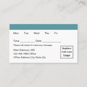 Medical Office Simple Modern Appointment Business Card