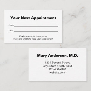 Medical Office Your Next Appointment Reminder Card