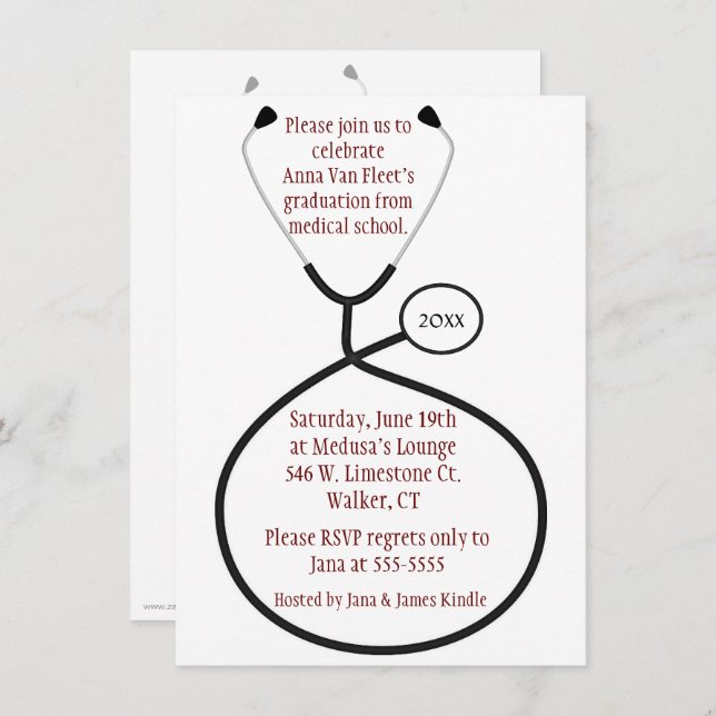Medical or Nursing Graduation Party Invitation (Front/Back)