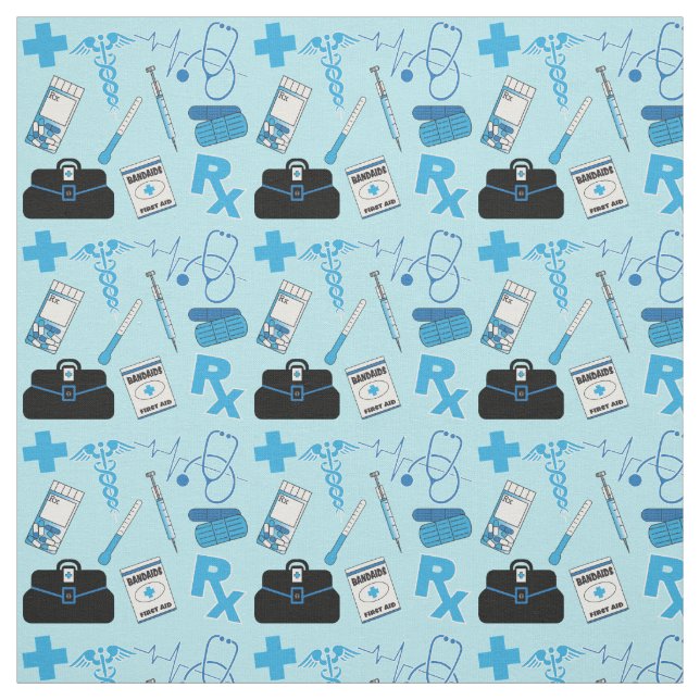 Medical Pattern Design - Baby Blue Fabric (Swatch)
