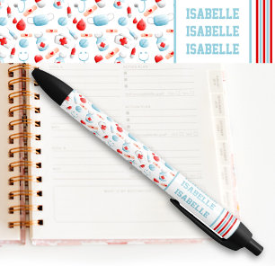 Medical Pattern Name Monogram Nurse  Black Ink Pen
