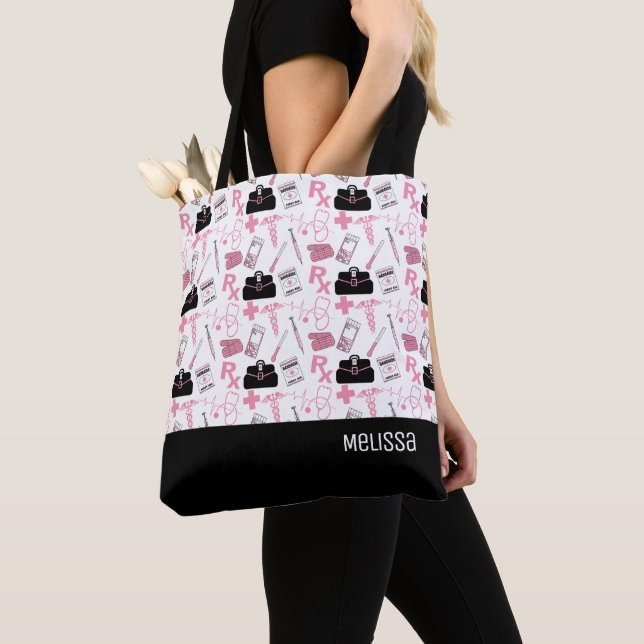 Medical Pattern - Pink  Tote Bag (Close Up)