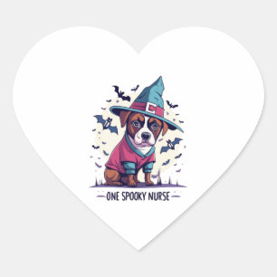 Medical Paws and Haunting Howls One Spooky Nurse D Heart Sticker