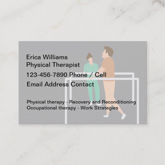 Medical Physical Therapist Theme Business Cards (Front)