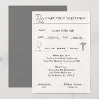 Medical Prescription Pad Graduation Invitation