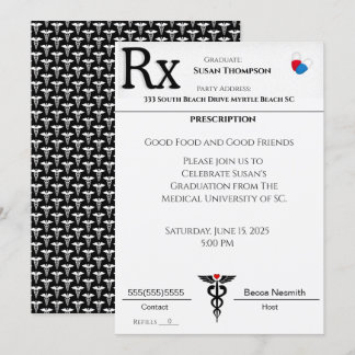 Medical Prescription Pad Graduation Invitation