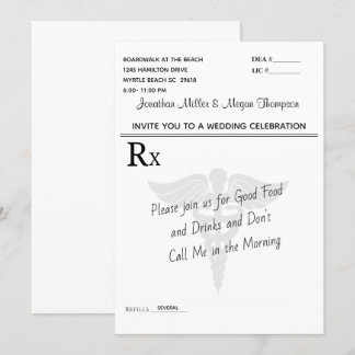 Medical Prescription Pad Wedding Celebration Invitation