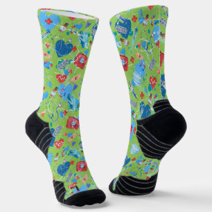Medical Print on a Green Apple Background Socks