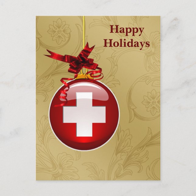 medical profession red cross sign Holiday Cards (Front)