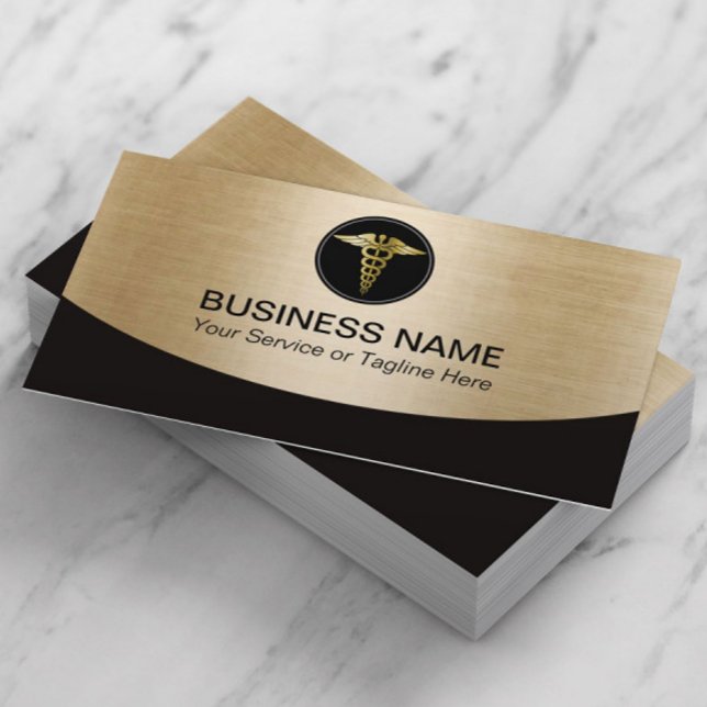Medical Professional Black & Gold Business Card (Creator Uploaded)