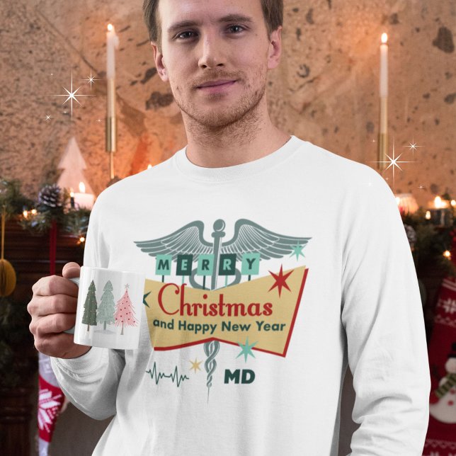 Medical Professional Credentials Retro Christmas T-Shirt (Personalize with your designation, credentials, name, etc.  )