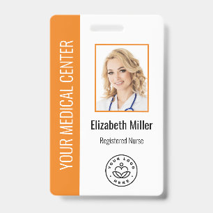Medical Professional Custom Photo & Text Orange ID Badge