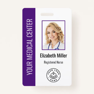 Medical Professional Custom Photo & Text Purple ID Badge