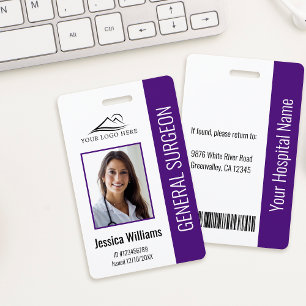 Medical Professional Custom Photo & Text Purple ID Badge