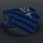 Medical Professional Framed Monogram Blue Tie<br><div class="desc">A blue striped personalised tie tailored to medical professionals  featuring the first or last name monogram inside a faux gold wreath.</div>