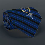 Medical Professional Framed Monogram Blue Tie<br><div class="desc">A blue striped personalised tie tailored to medical professionals  featuring the first or last name monogram inside a faux gold wreath.</div>