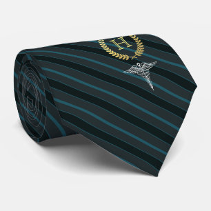Medical Professional Framed Monogram Slate Blue Tie